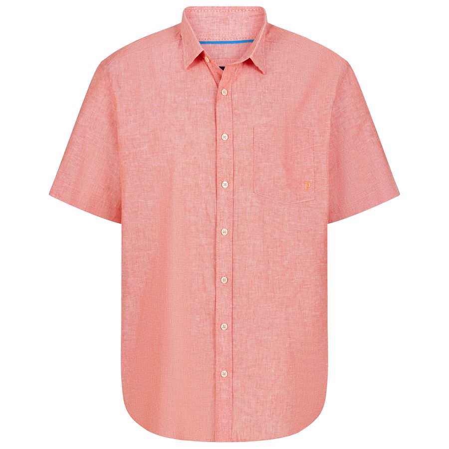 Paddock's Übergrößen Kurzarmhemd lachs melange