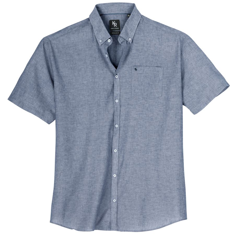 King`s Road Übergrößen Kurzarmhemd navy melange