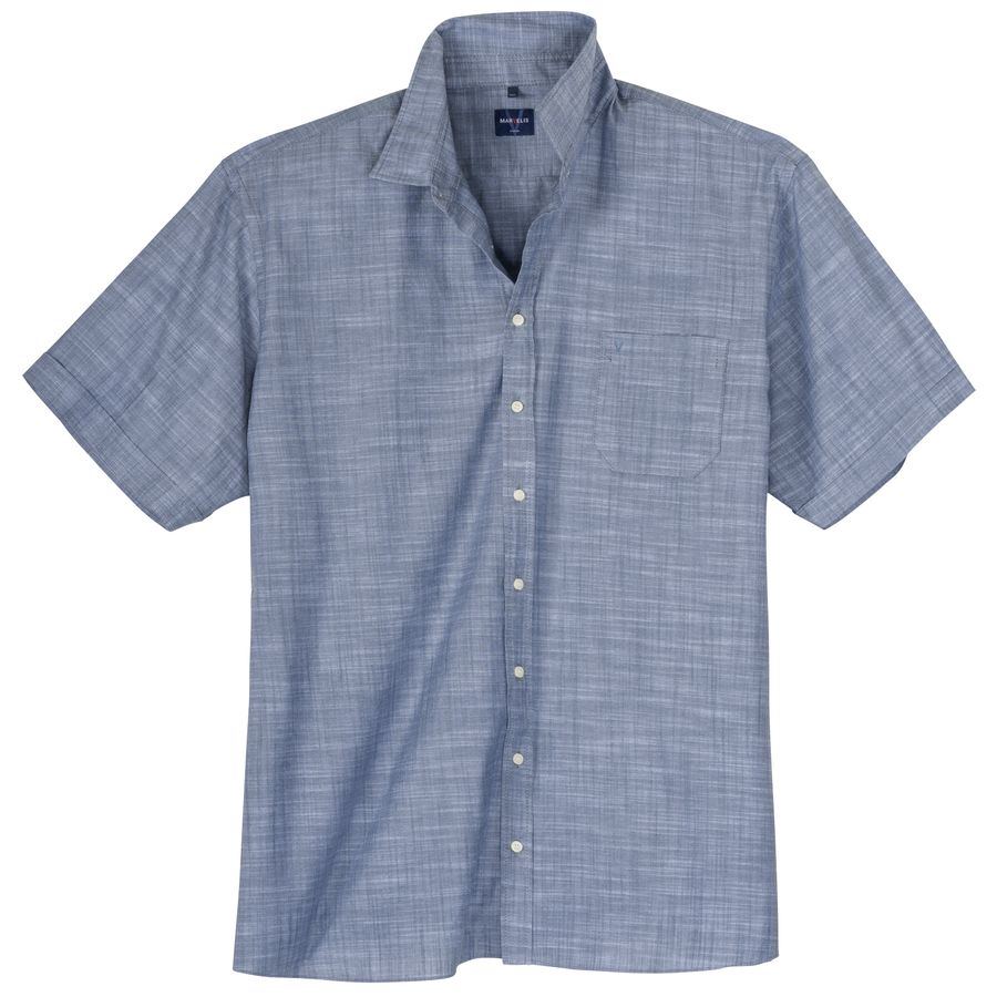 Marvelis Übergrößen Kurzarmhemd blau melange
