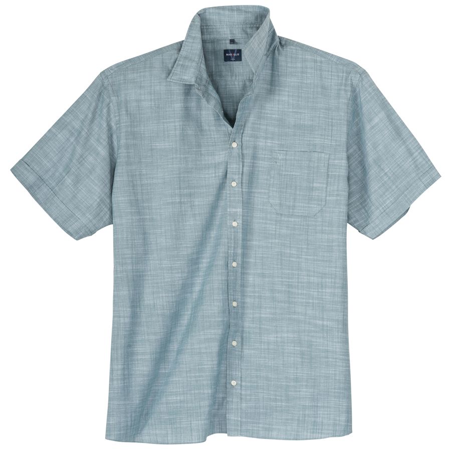 Marvelis Übergrößen Kurzarmhemd graugrün melange