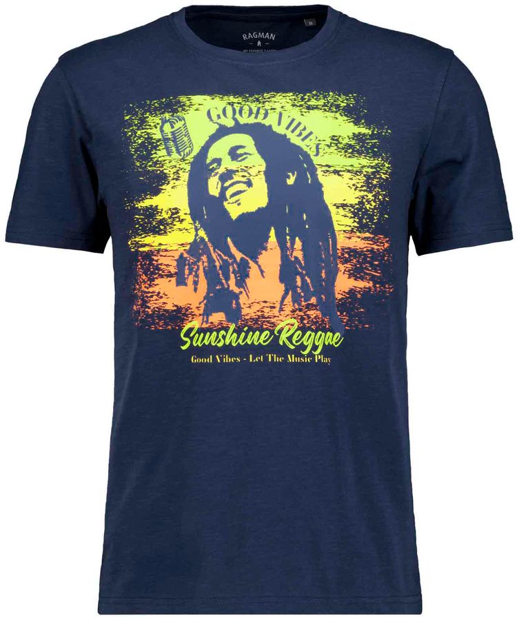 Ragman XXL T-Shirt navy Good Vibes Frontprint