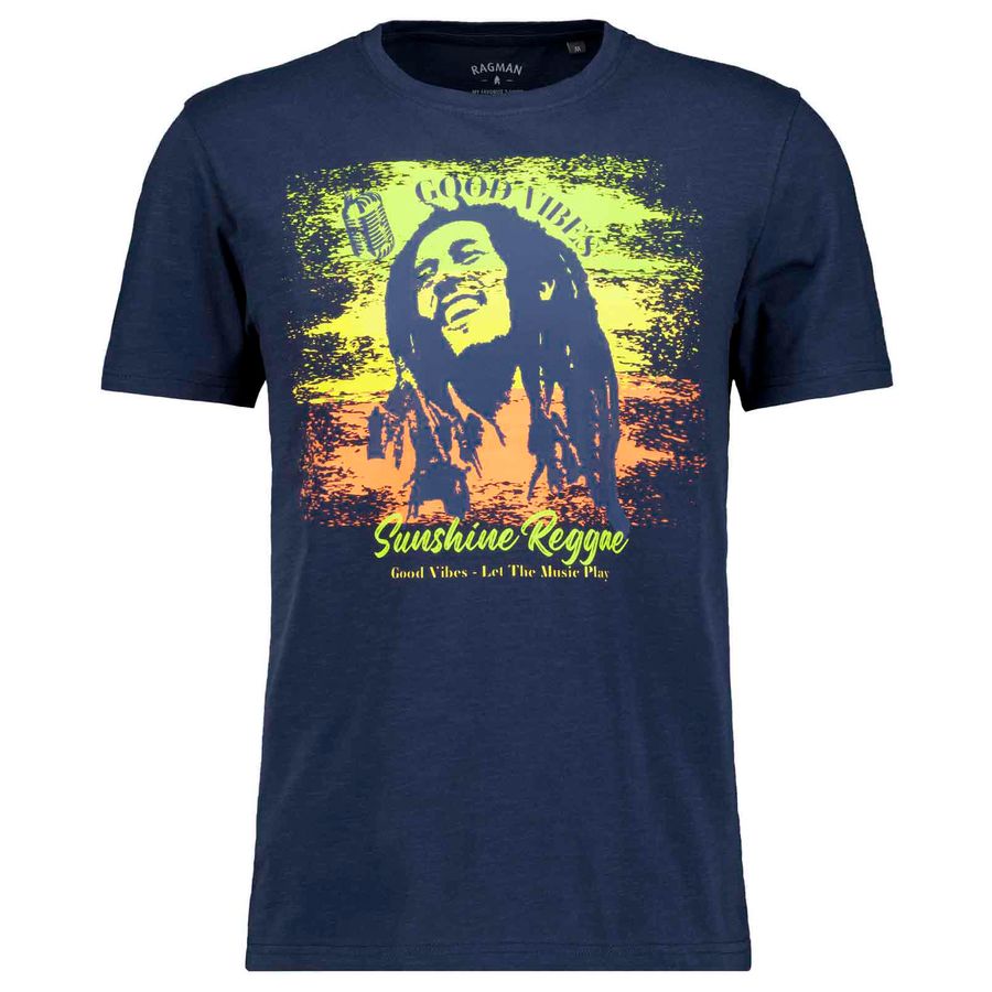 Ragman XXL T-Shirt navy Good Vibes Frontprint