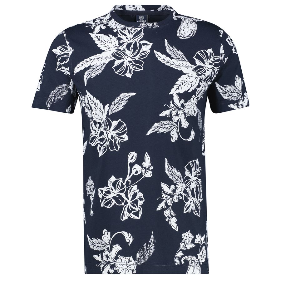 Lerros Übergrößen T-Shirt navy-weiß Alloverprint