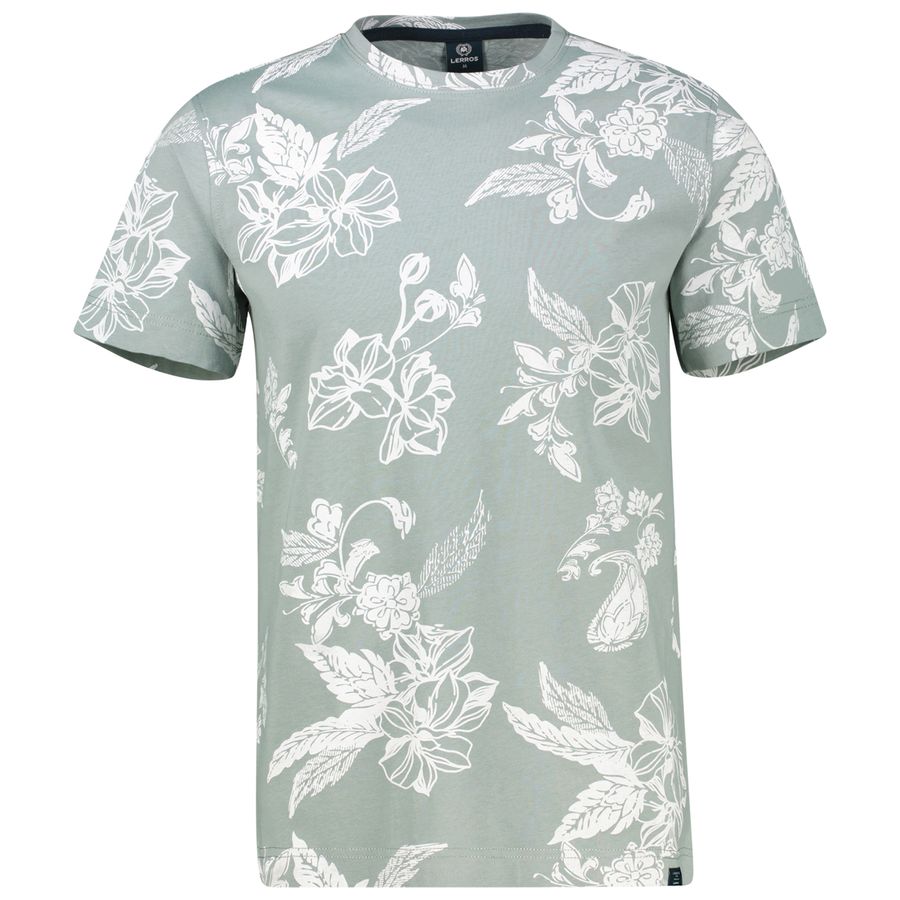Lerros Übergrößen T-Shirt grau-weiß Alloverprint