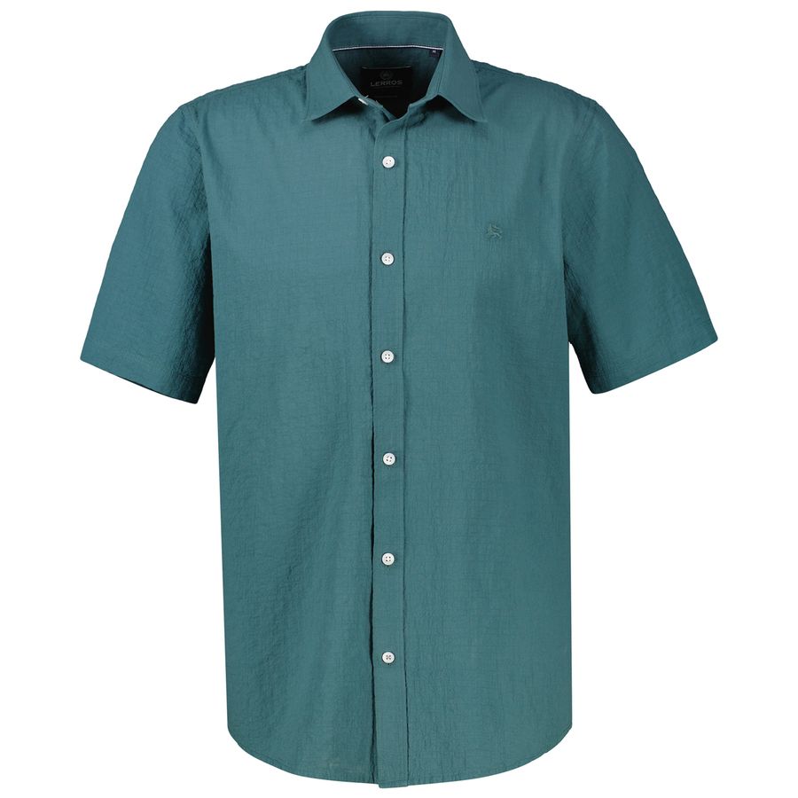 Lerros Übergrößen Kurzarmhemd Seersucker petrolgrün