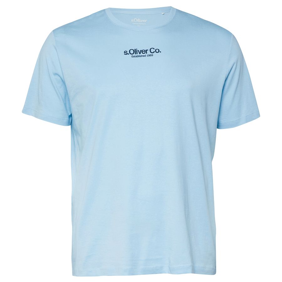 s.Oliver Übergrößen Basic-T-Shirt hellblau Logoprint