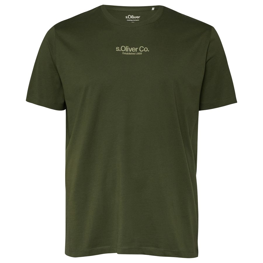 s.Oliver Übergrößen Basic-T-Shirt Logoprint oliv