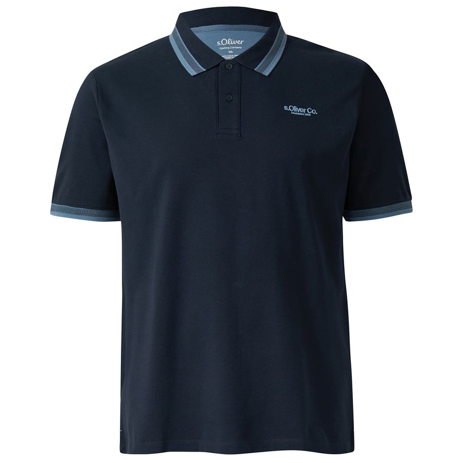 s.Oliver Übergrößen Stretch-Poloshirt dunkelblau