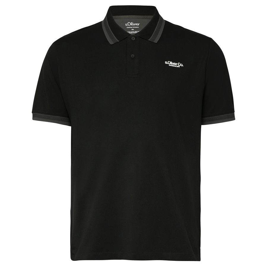 s.Oliver Übergrößen Stretch-Poloshirt schwarz