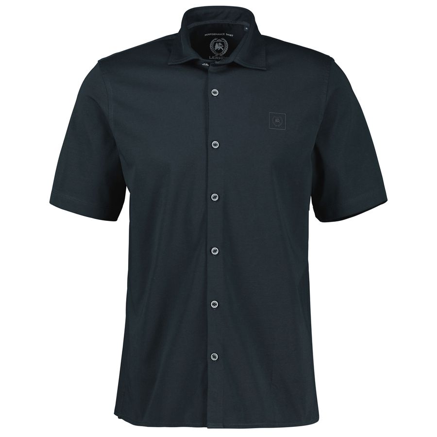 Lerros Übergrößen Jersey-Kurzarmhemd dunkelblau