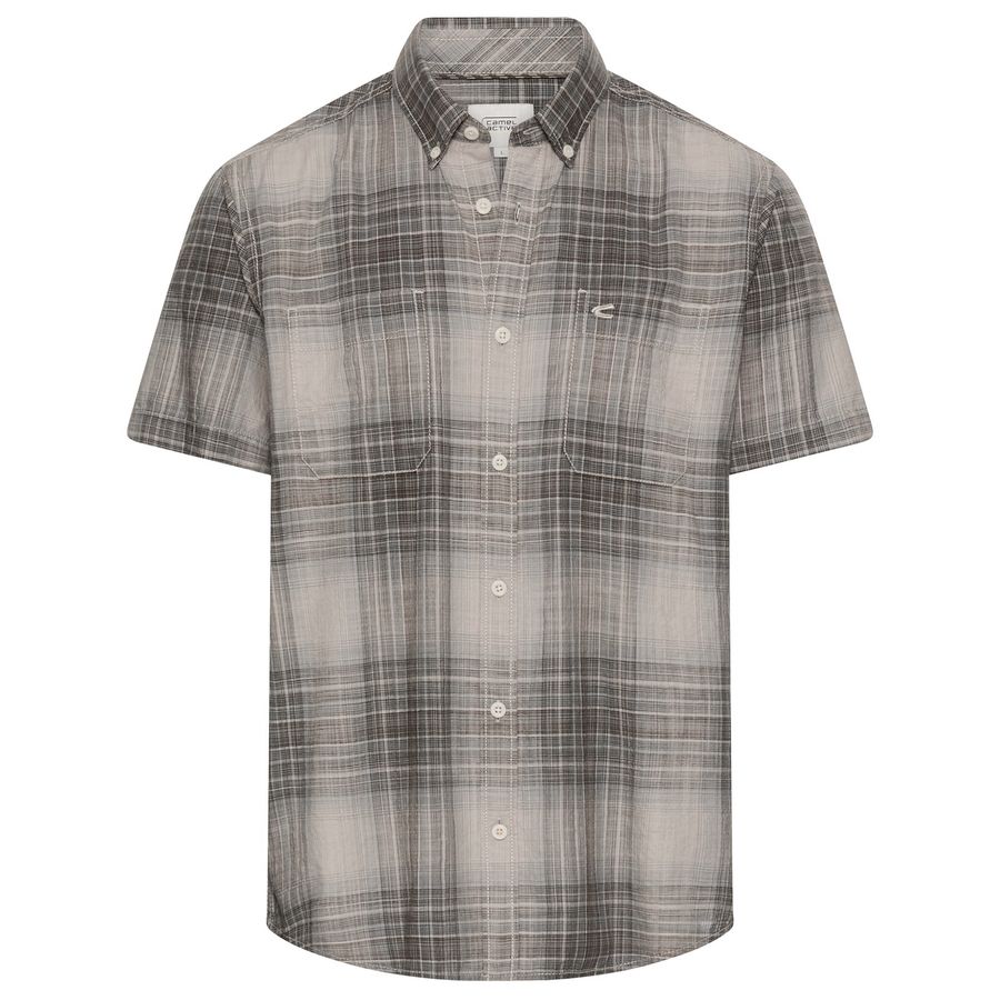 Camel Active Übergrößen Kurzarmhemd blau-braun Karo