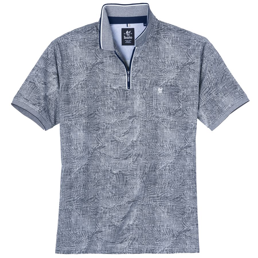 Hajo Übergrößen Polo Stay Fresh navy-weiß gemustert