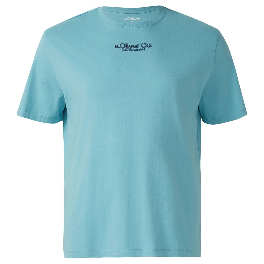 s.Oliver Übergrößen Basic-T-Shirt hellblau Logoprint