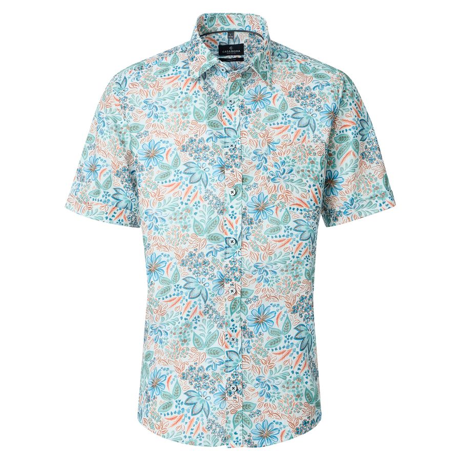 CasaModa XXL Kurzarmhemd blau-mint-orange floral