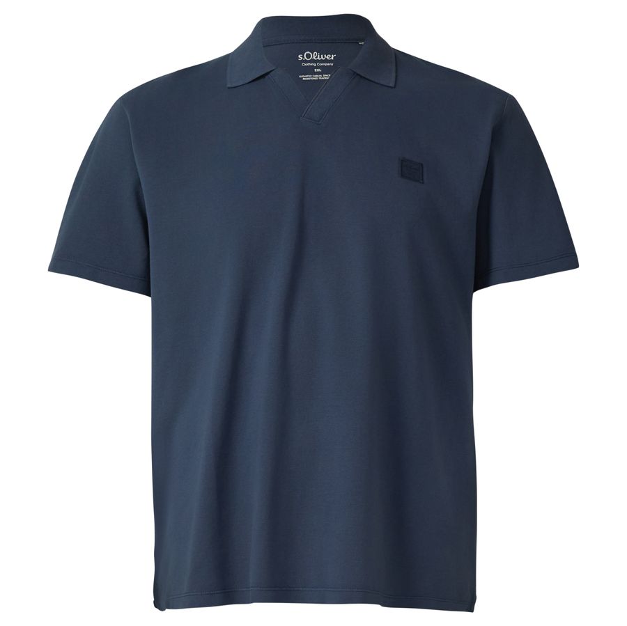 s.Oliver Übergrößen Poloshirt dunkelblau V-Ausschnitt