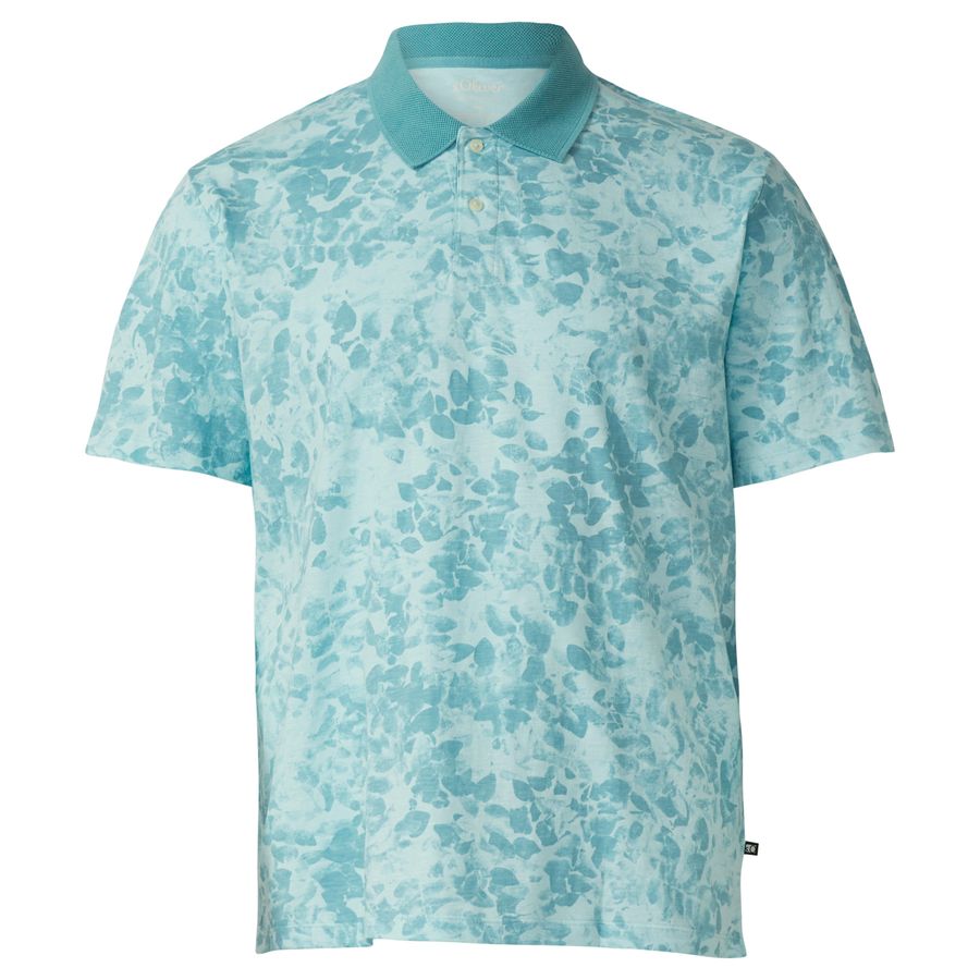 s.Oliver Übergrößen Poloshirt türkis floral Muster