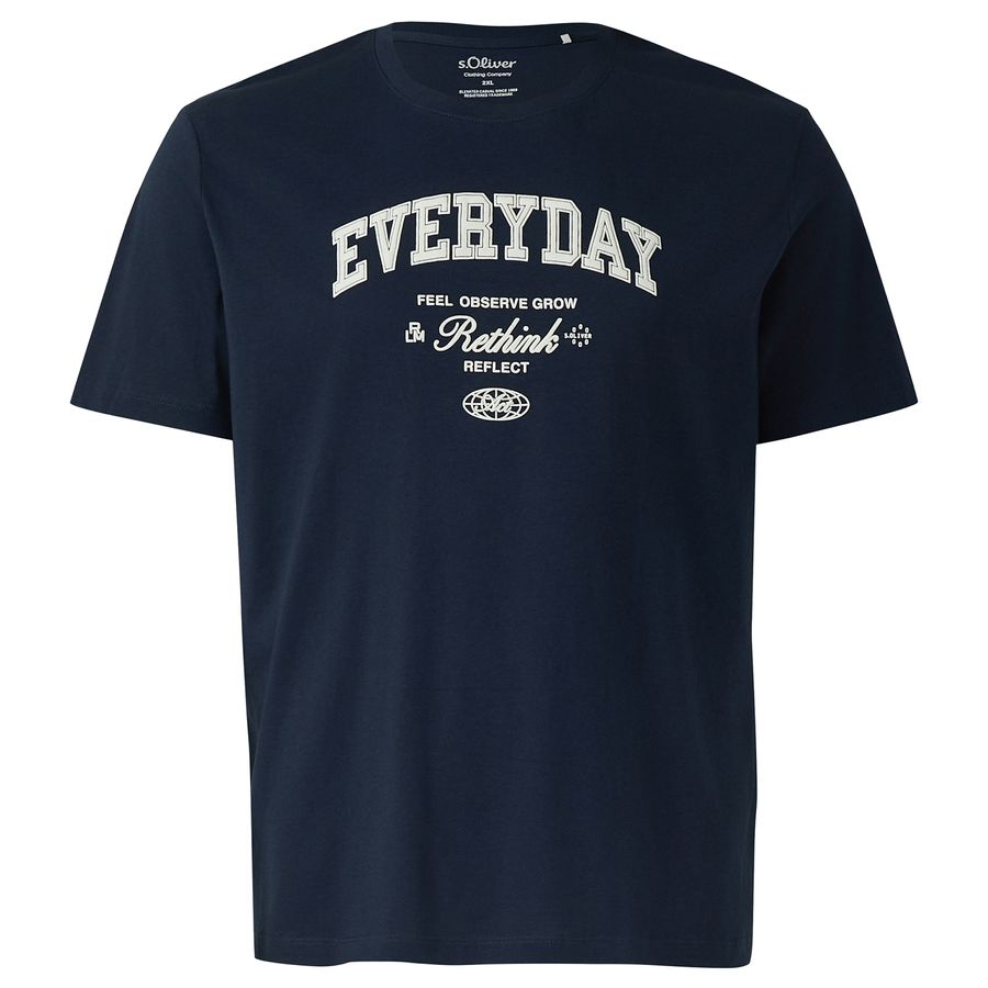s.Oliver Übergrößen T-Shirt navy Frontprint Everyday