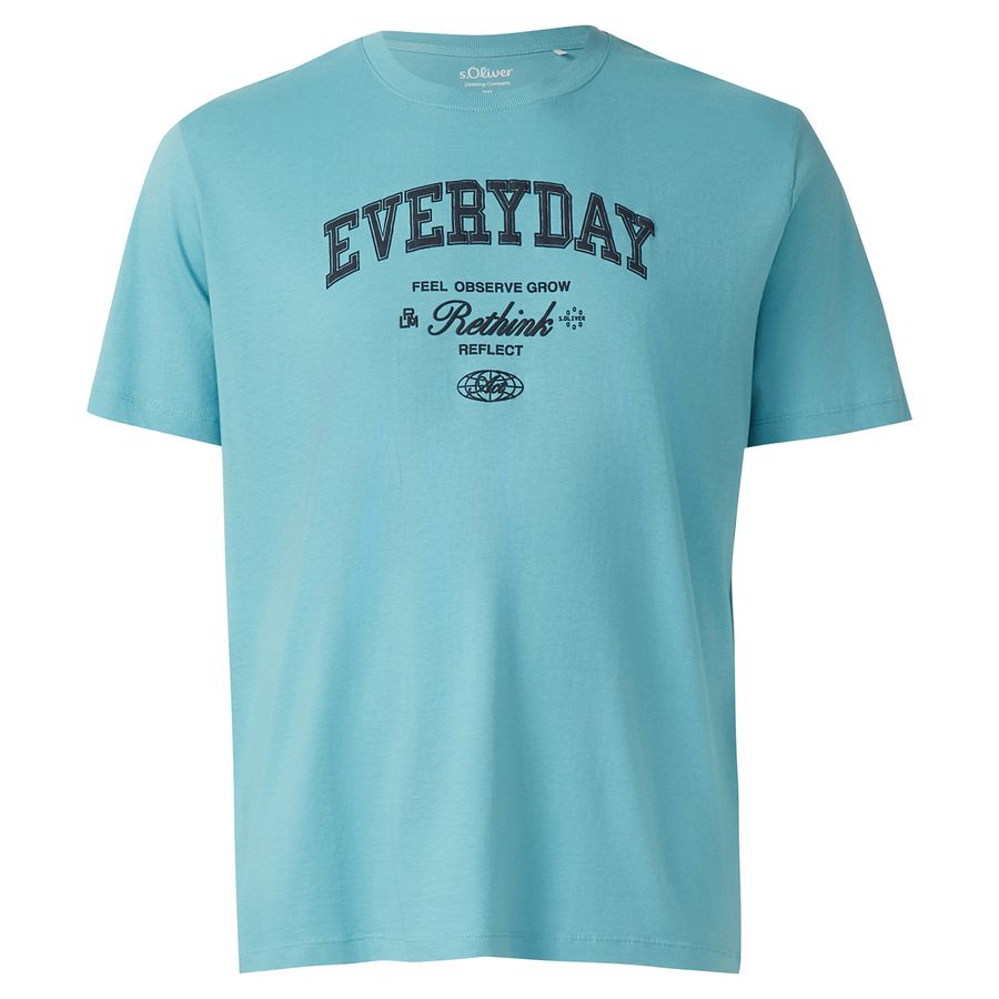s.Oliver Übergrößen T-Shirt Print türkisblau Everyday