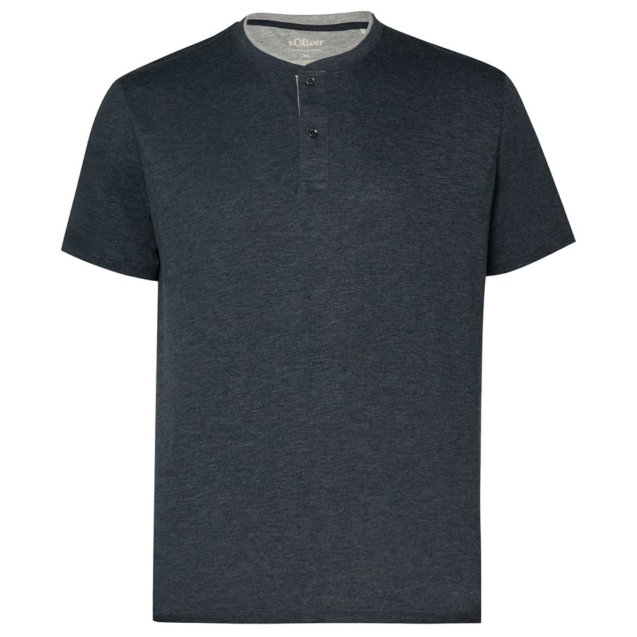 s.Oliver Übergrößen Henley-T-Shirt navy melange