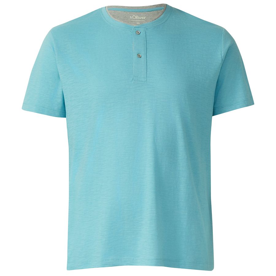 s.Oliver Übergrößen Henley-T-Shirt türkisblau melange