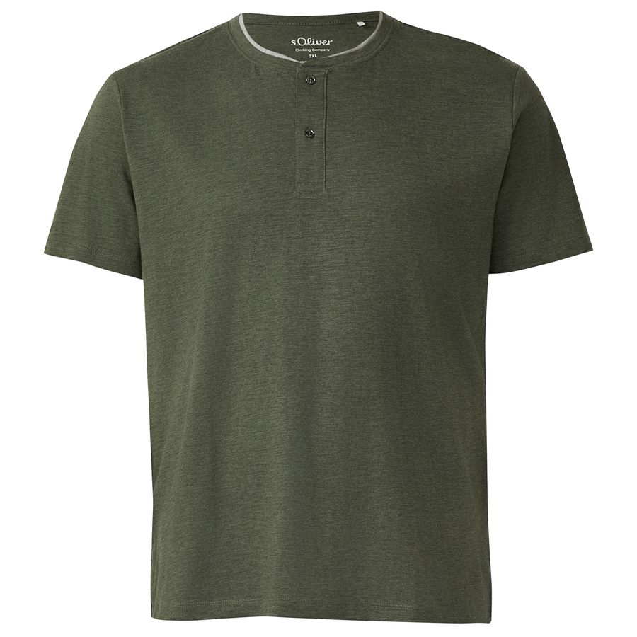 s.Oliver Übergrößen Henley-T-Shirt oliv melange