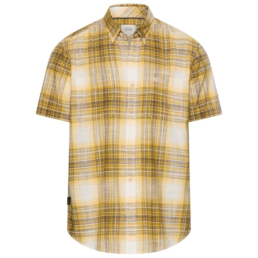 Camel Active Übergrößen Kurzarmhemd gelb-braun Karo