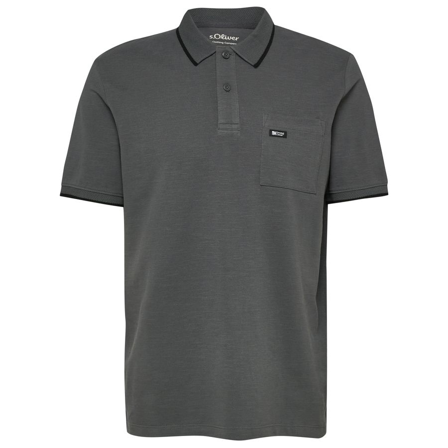 s.Oliver XXL Poloshirt dunkelgrau Kontraststreifen
