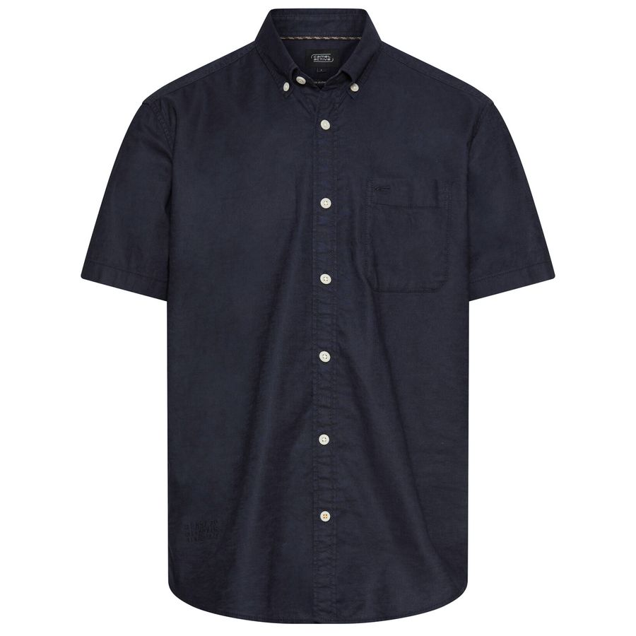 Camel Active Übergrößen Leinen-Kurzarmhemd dunkelblau