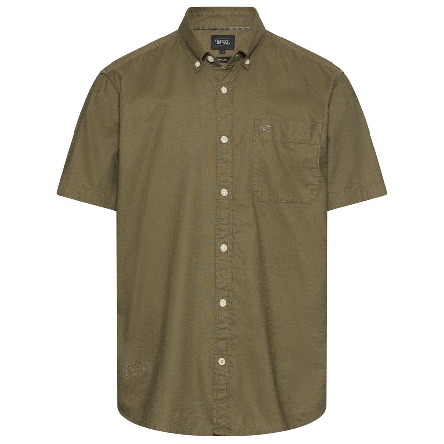 Camel Active Übergrößen Leinen-Kurzarmhemd oliv