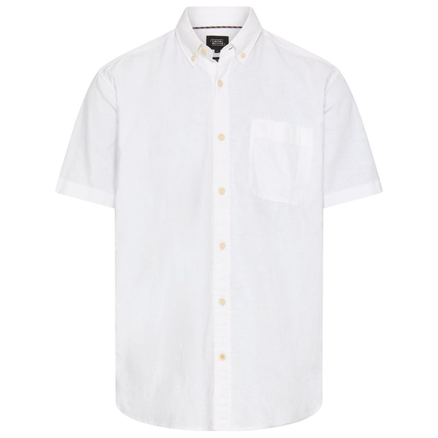 Camel Active Übergrößen Leinen-Kurzarmhemd weiß