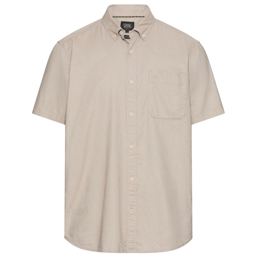 Camel Active Übergrößen Leinen-Kurzarmhemd beige