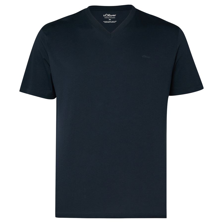 s.Oliver Basic-T-Shirt dunkelblau Übergrößen V-Neck