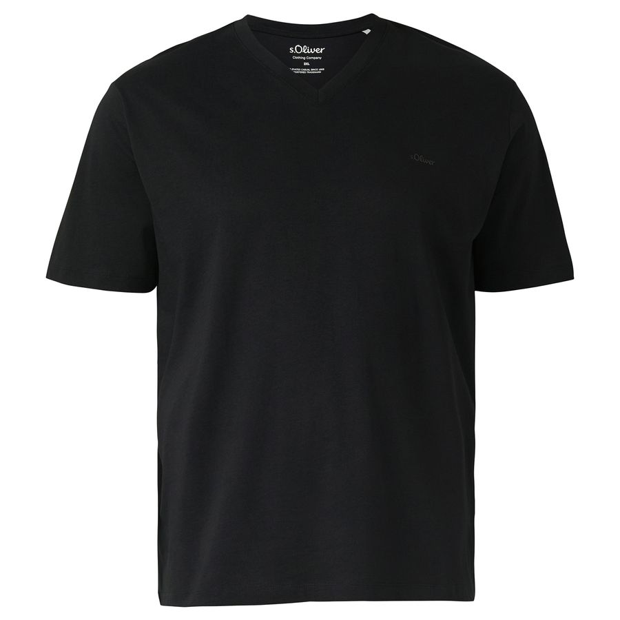 s.Oliver Basic-T-Shirt schwarz Übergrößen V-Neck