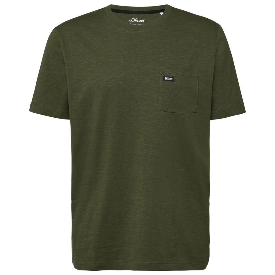 s.Oliver Übergrößen Basic-T-Shirt Brusttasche oliv