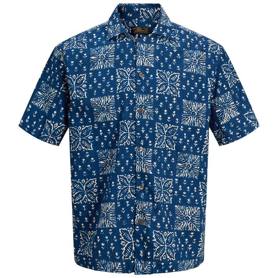 Jack&Jones Kurzarmhemd XXL blau-beige JPRBLULYON 