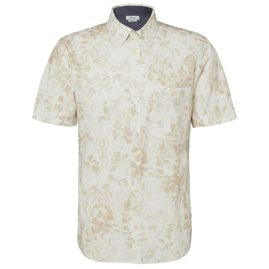 s.Oliver Übergrößen Kurzarmhemd beige-creme Muster