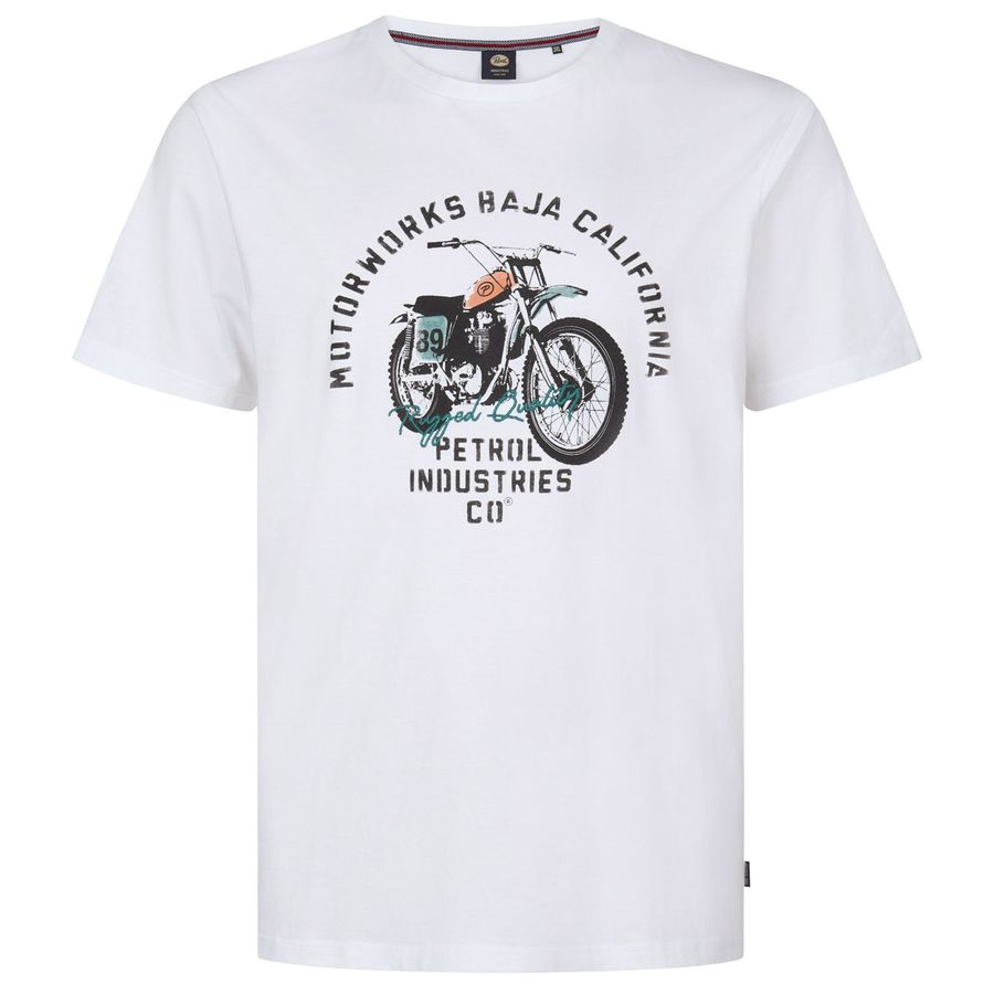 Petrol Industries XXL T-Shirt Motorradprint weiß