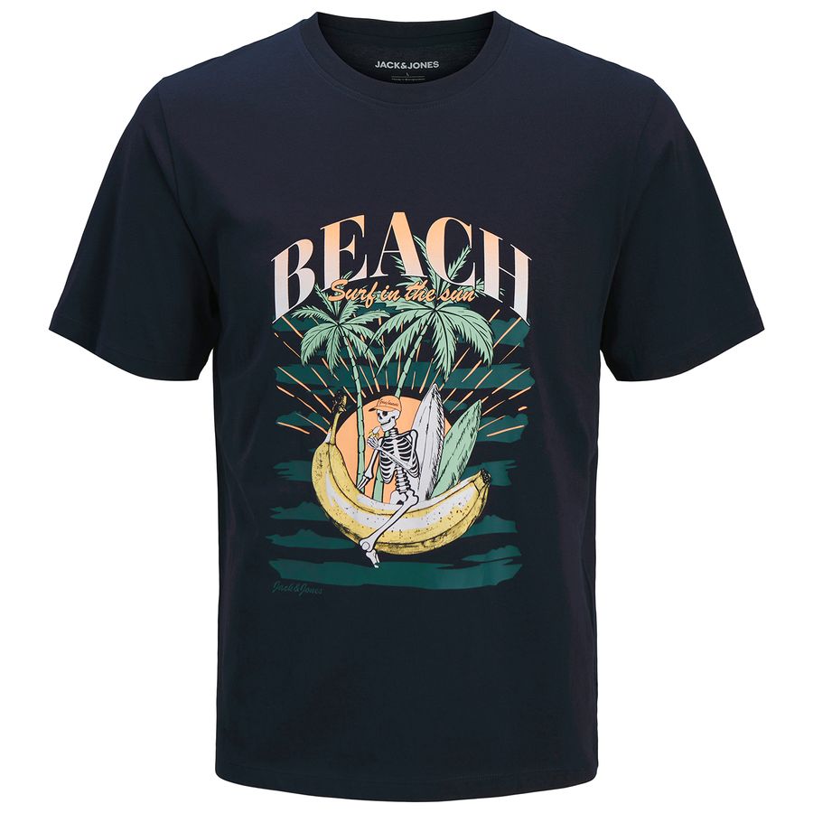 Jack&Jones Übergrößen T-Shirt navy Skullprint JJKING