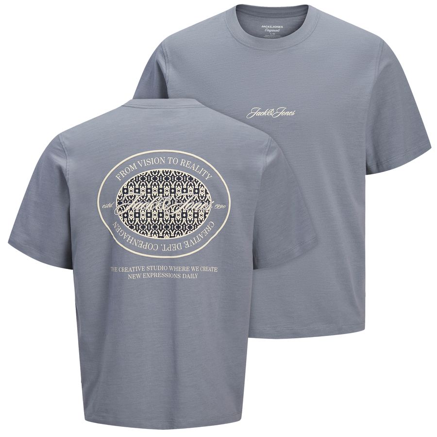 Jack&Jones Übergrößen T-Shirt graublau JORCASSIS AOP