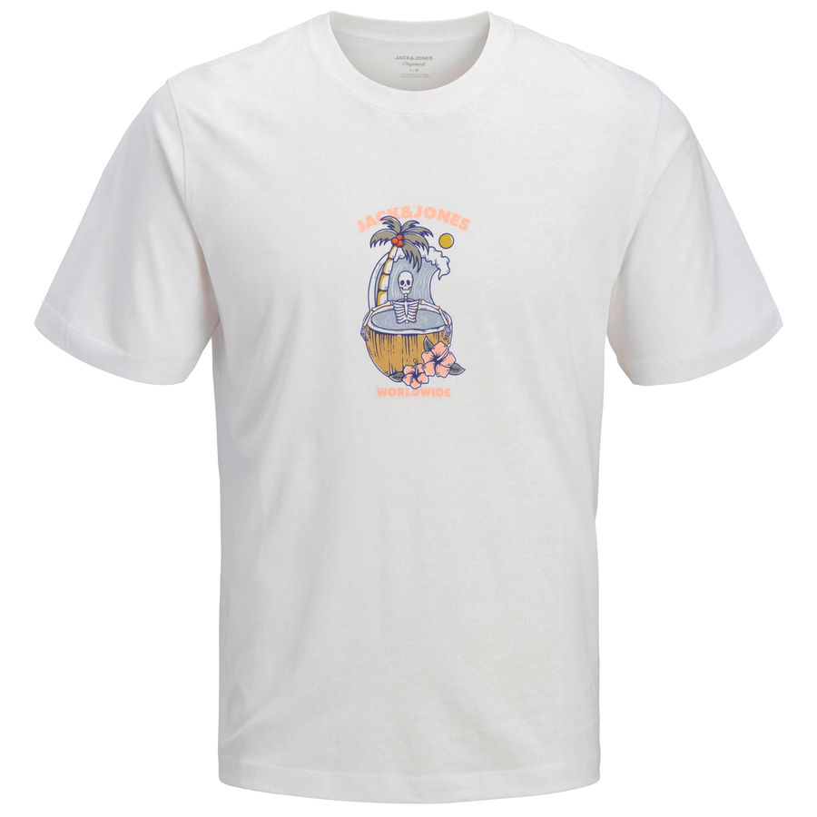 Jack&Jones Übergrößen T-Shirt weiß Skull JORCASSIS
