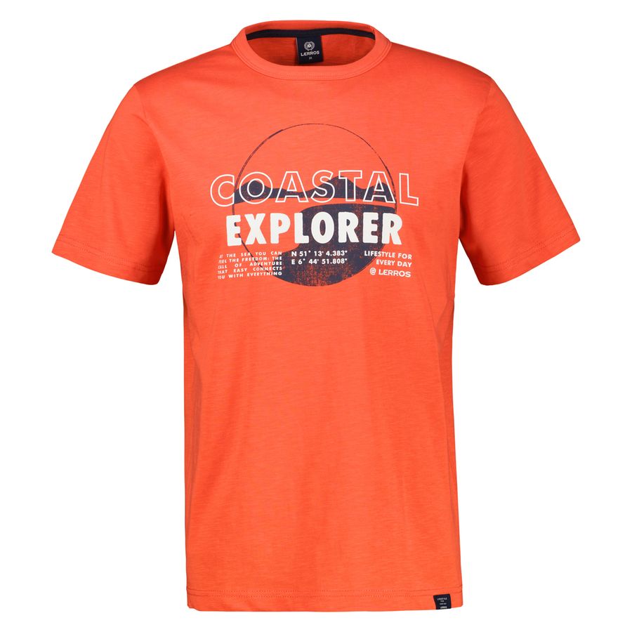 Lerros Übergröße T-Shirt ziegelrot Print Explorer
