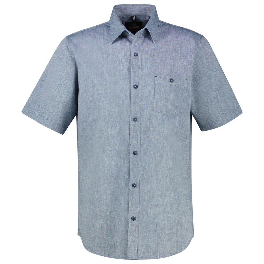 Lerros Übergrößen Kurzarmhemd navy melange Leinen