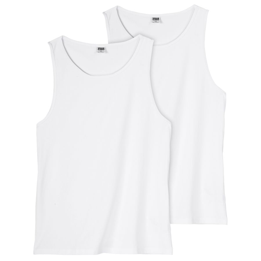 Urban Classics Übergrößen Doppelpack Tanktop weiß