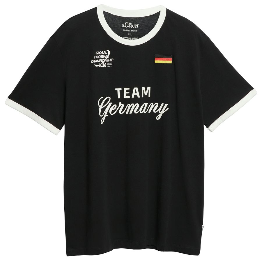 s.Oliver Übergrößen Fan-T-Shirt schwarz Frontprint