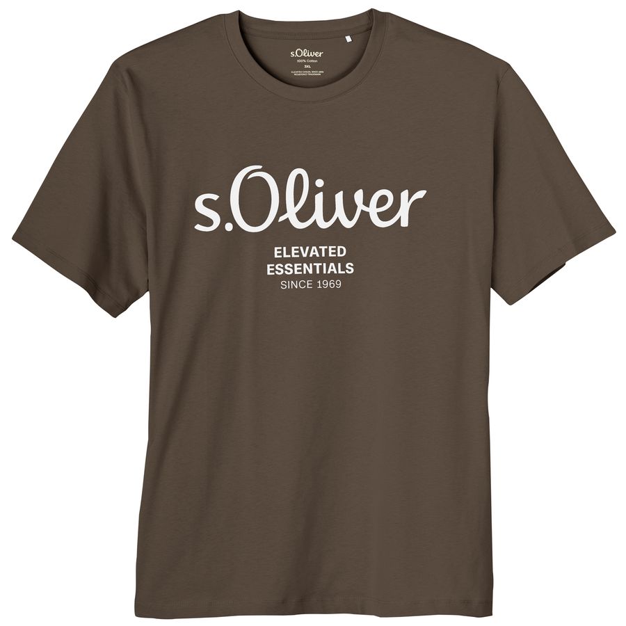 s.Oliver Übergrößen T-Shirt braun Logoprint