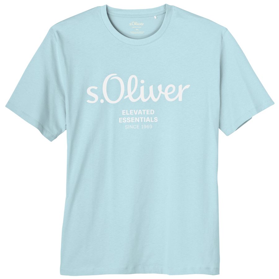 s.Oliver Übergrößen T-Shirt hellblau Logoprint