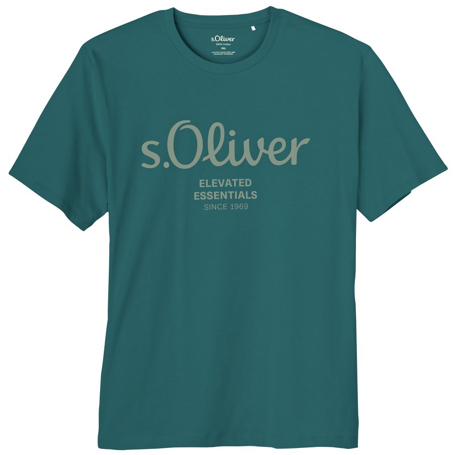 s.Oliver Übergrößen T-Shirt petrolblau Logoprint