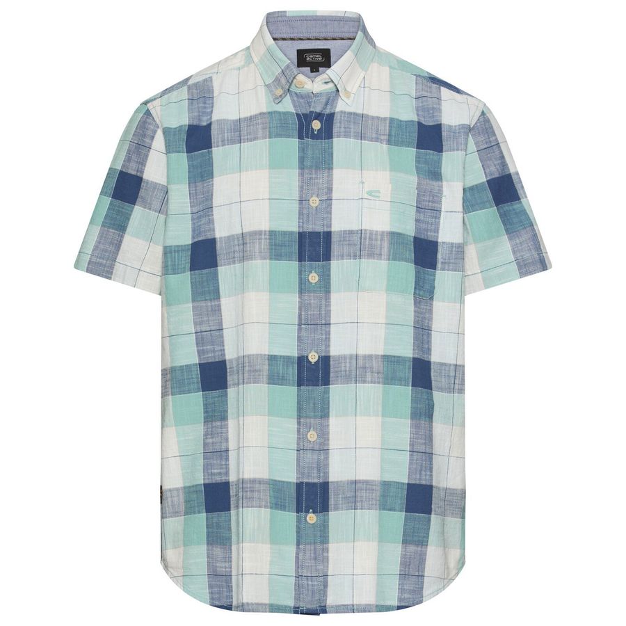 Camel Active Übergrößen Kurzarmhemd blau-mint Karo