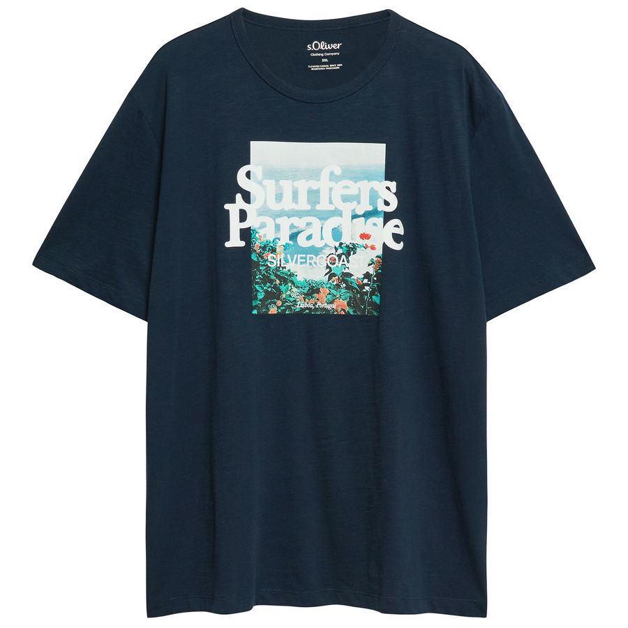 s.Oliver Übergrößen T-Shirt navy Frontprint modisch