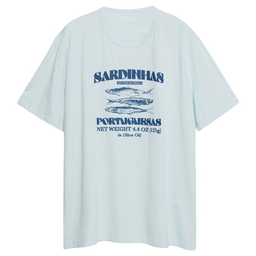 s.Oliver Übergrößen T-Shirt hellblau Frontdruck